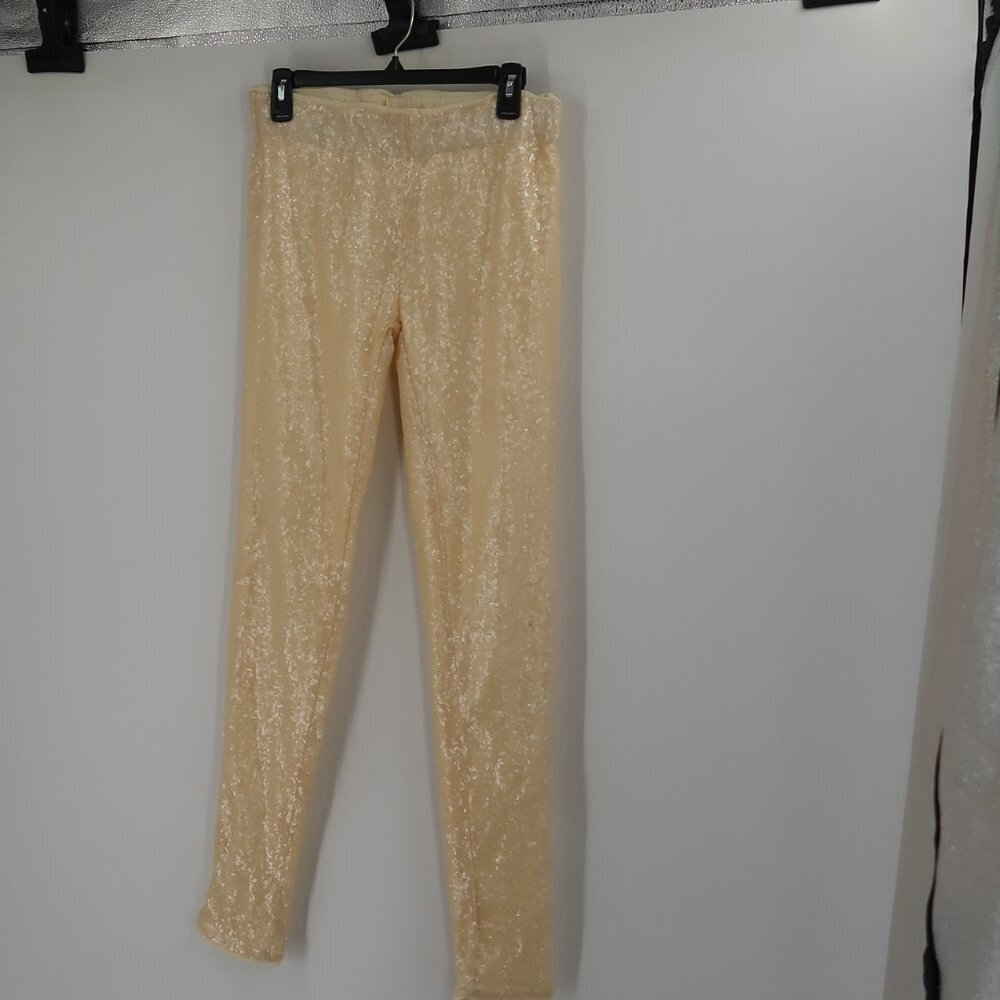 May & July Women's Cream Colored Sequin Leggings Lined Size Large
